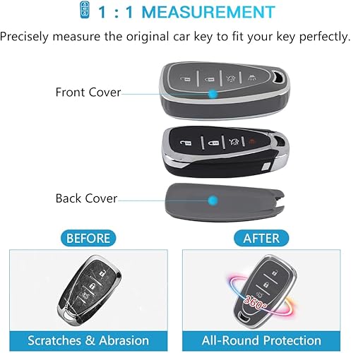 Miniatura 6 de 1797 Funda para llavero Chevy compatible con Chevrolet Malibu Cruze Equinox Camaro Blazer Traverse Accesorios Llavero Remoto de Coche Carcasa