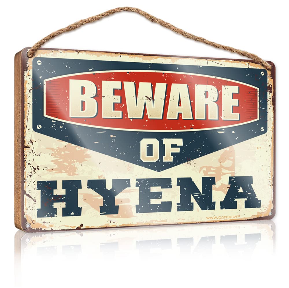 Porch Decorations Beware Of Hyena Wooden Sign Front Porch Decor Decorative Signs For Home Decor(23X35CM)