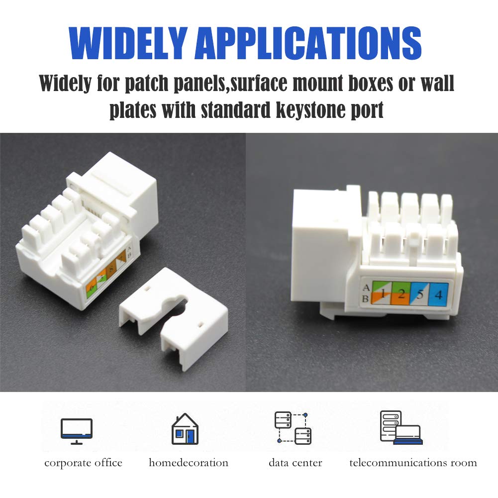 Jack Keystone RJ45 Cat6 - 5 Pezzi Moduli Presa Rete Per Cablaggio Domestico - Foto 2