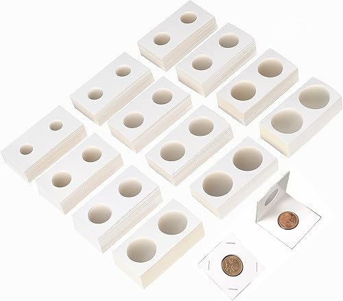 Ettonsun 600 piezas de cartón para monedas, 2 x 2, 12 tamaños para coleccionistas, suministros de colección de monedas, álbum de monedas, protector