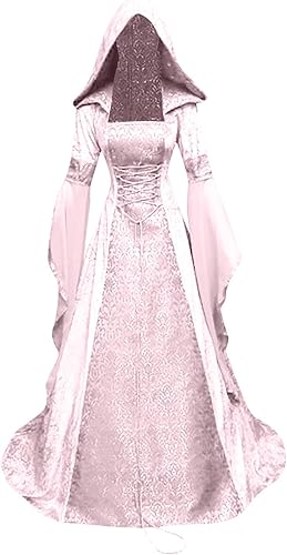Vestido gótico para mujer con capucha medieval, traje con corsé, renacentista, vestido victoriano