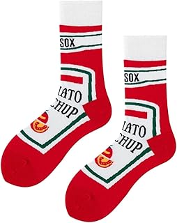 HiPiiy Unisex Ketchup French Fries Pattern Street Style Fashion Personality AB Socks, Skateboard Socks, Couple Socks