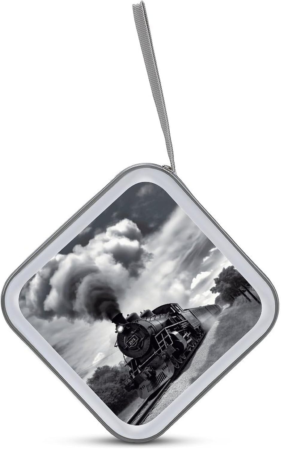 Steam Train Clouds CD Case with Zipper 40 Capacity DVD Case Holder Hard Plastic DVD Disc Storage Box Portable Disc Storage Organizer CD Wallet Bag Media Disc Wallet for Car Home image 3