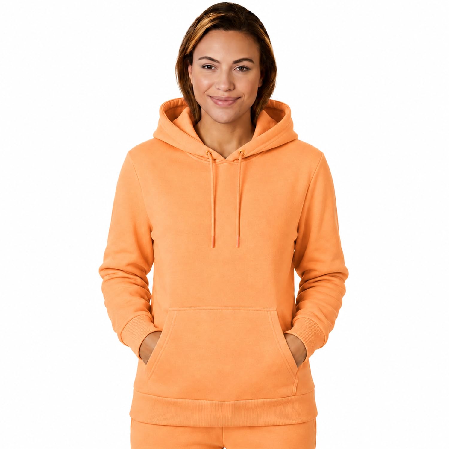 Light & Shade Women’s Fleece Pullover Hoodie with Pocket Soft Hooded Sweatshirt with Drawstring Casual Lounge & Gym Wear (Orange, XL)
