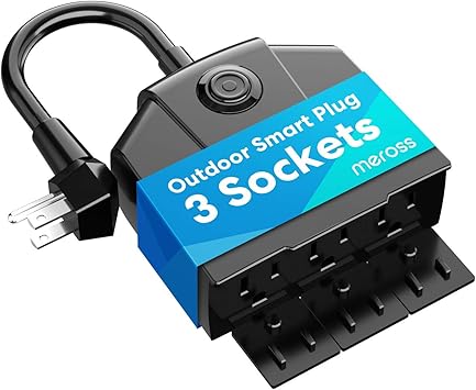 Outdoor Smart Plug, meross Outdoor Wi-Fi Outlet with 3 Sockets Independently Compatible with Alex...