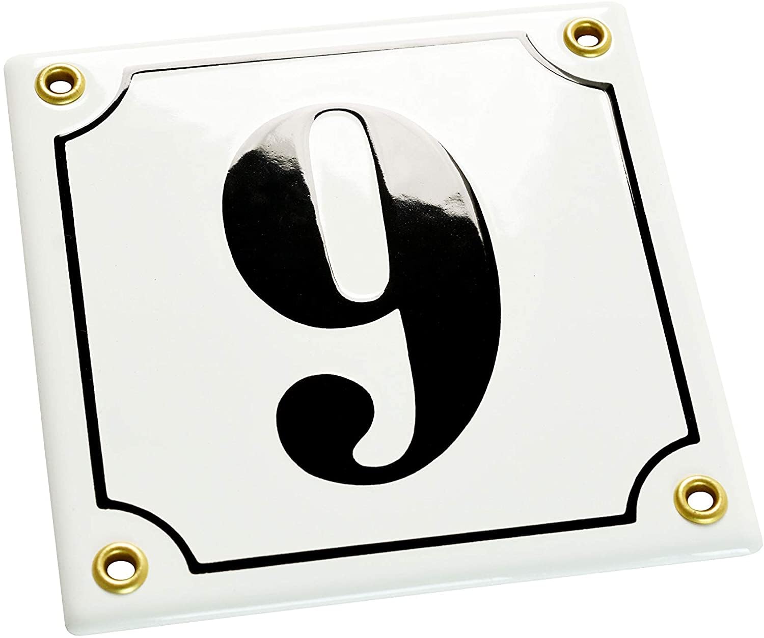 Hausnummer Hausnummernschild Emaille 12x12 cm mit Wunschnummer Premiumqualität Hausschild, Vorbohrungen, Personalisierte, Hausnummernschilder, Türschild, Wunschtext