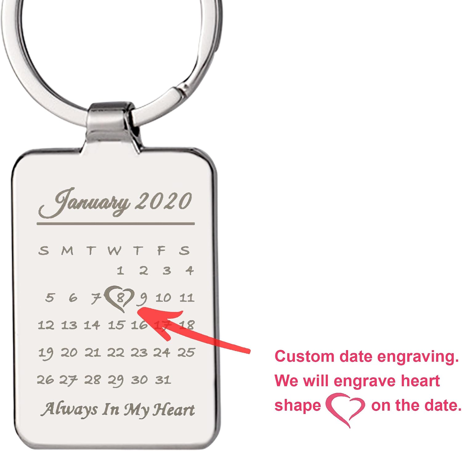 Round Custom Engraved Photo Personalized Calendar Date with Love U to the Moon & Back Stainless Steel Dog Tag Keychain …