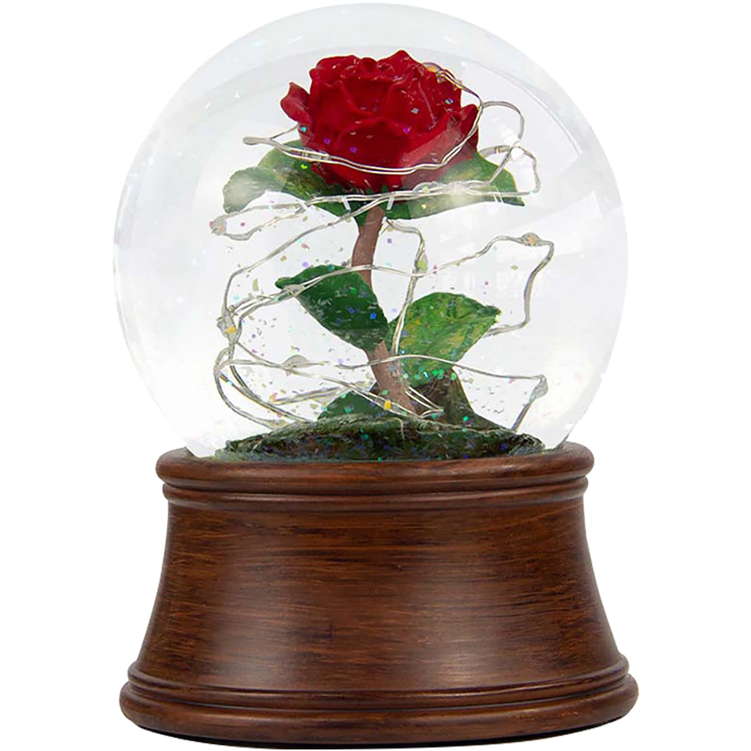 Rose Snow Globe - 4 Inch / 10cm Musical Water Glass Ball with