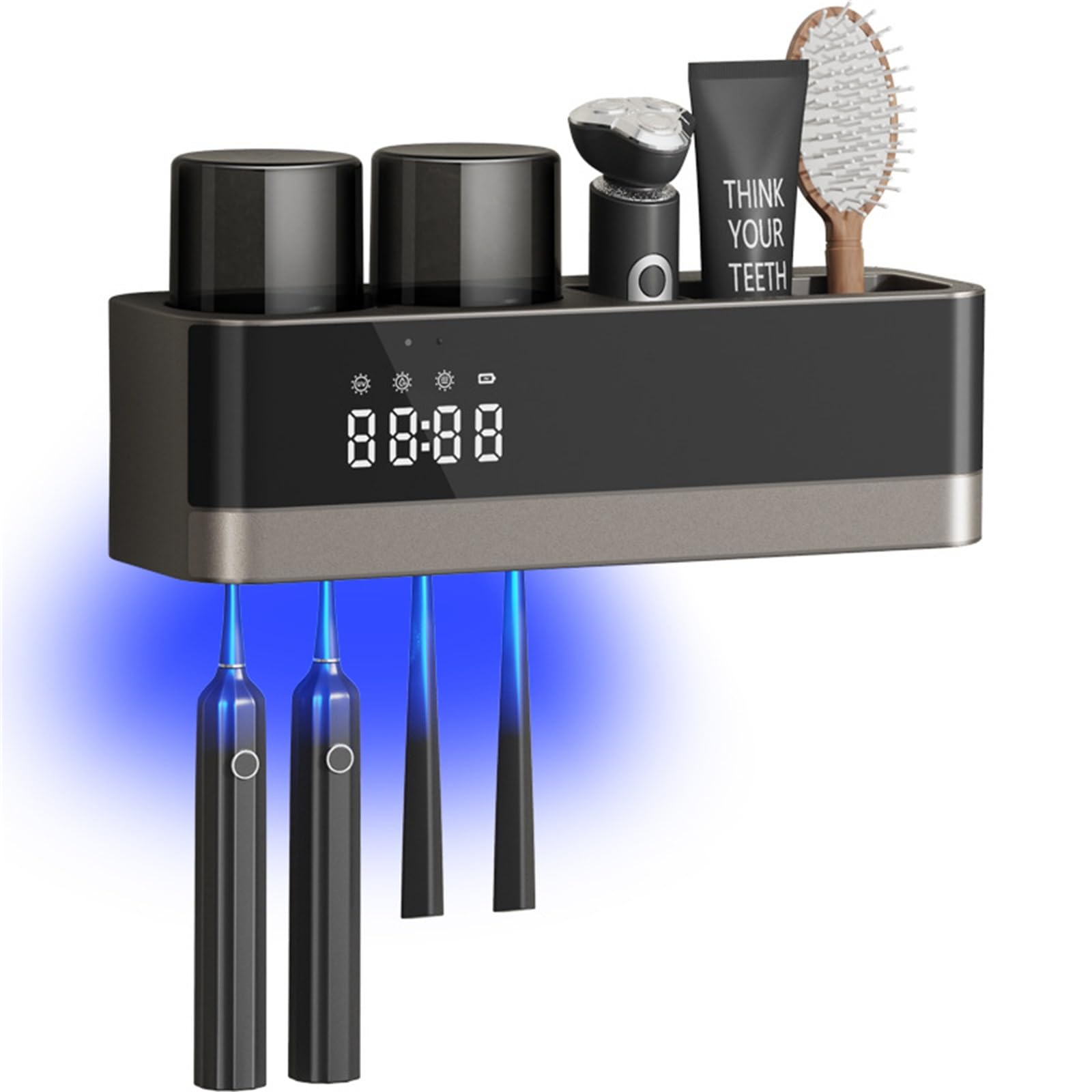 Porte-brosses à dents pour salle de bain avec rangement brosse électrique et séchage actif
