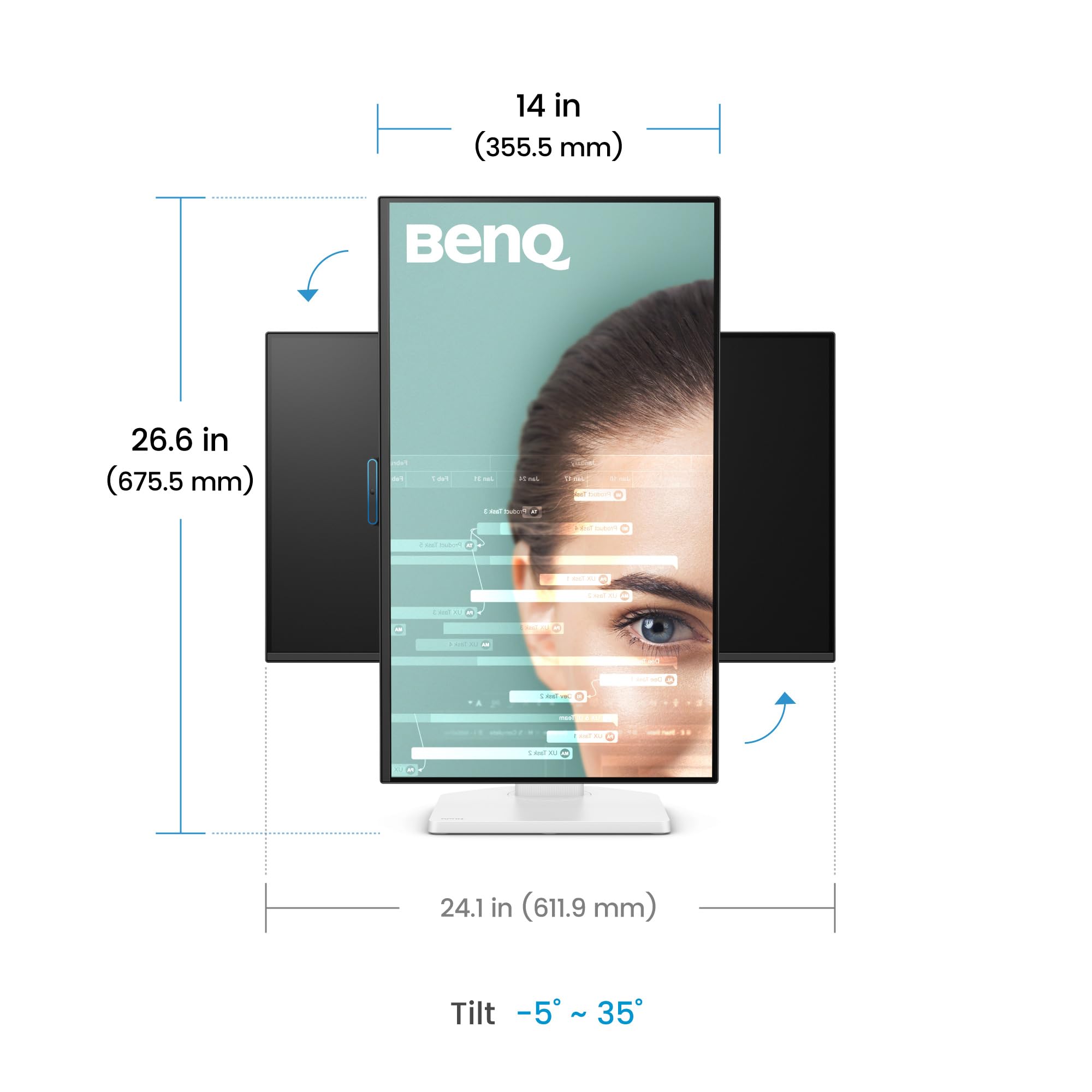 BenQ GW2790TC 27" (68.58cm) IPS 144Hz FHD Eye-Care Monitor |99% sRGB|1500:1 CR|USB-C(20W)| 2Wx2 Speakers|Height, Tilt, Pivott,Swivel| Ultrathin Bezel| HDMI |DP| AMD FreeSync|TÜV 4-Star(White) — Amazon image 9