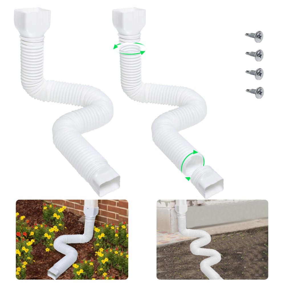 Kit de Extensión de Bajante Extensible sin Excavación, Extensiones de Drenaje de Canalón de Lluvia Retráctiles, 20-59 Pulgadas, Captura de Lavabo (White)