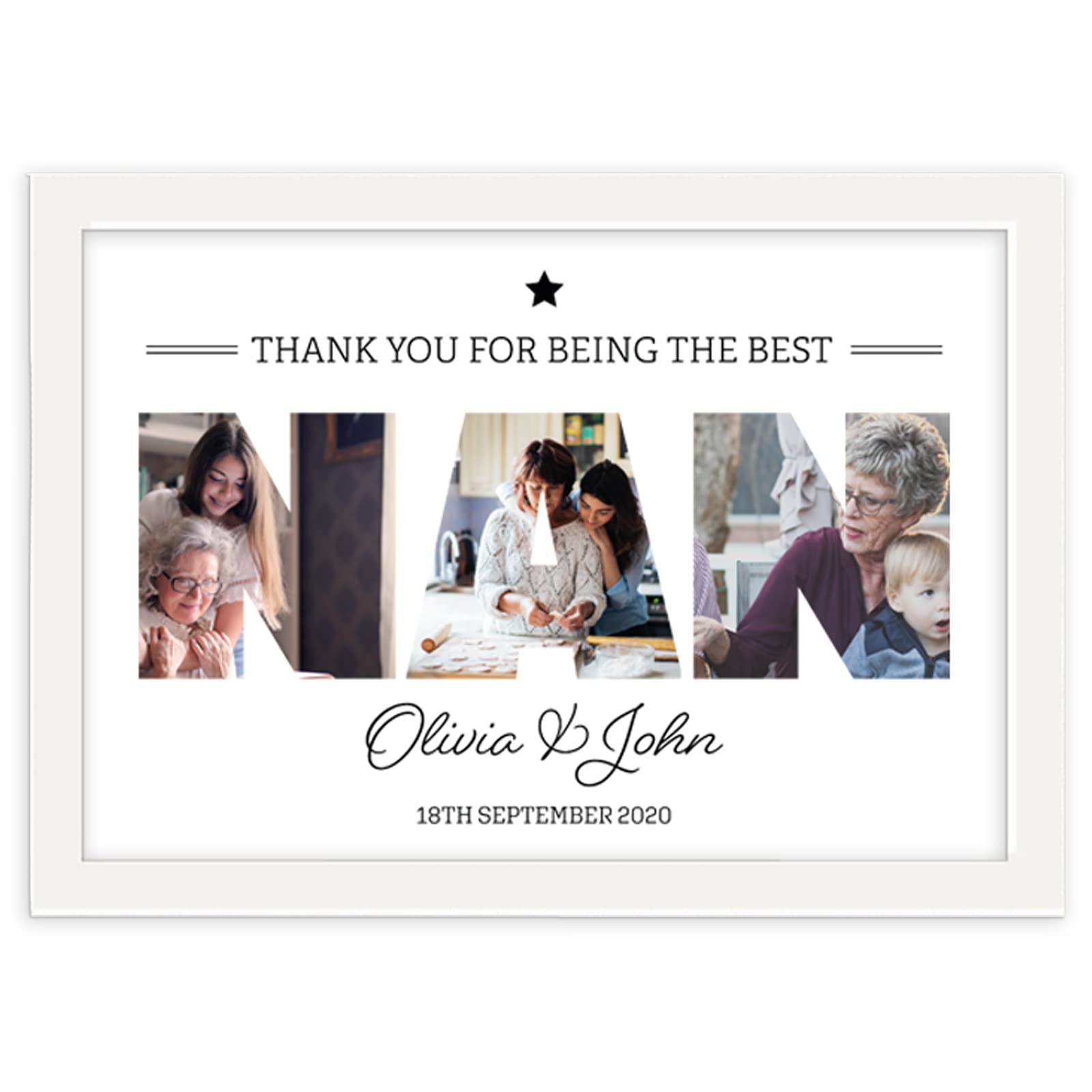 You Personalise White A4 Nan Personalised Photo Collage Framed