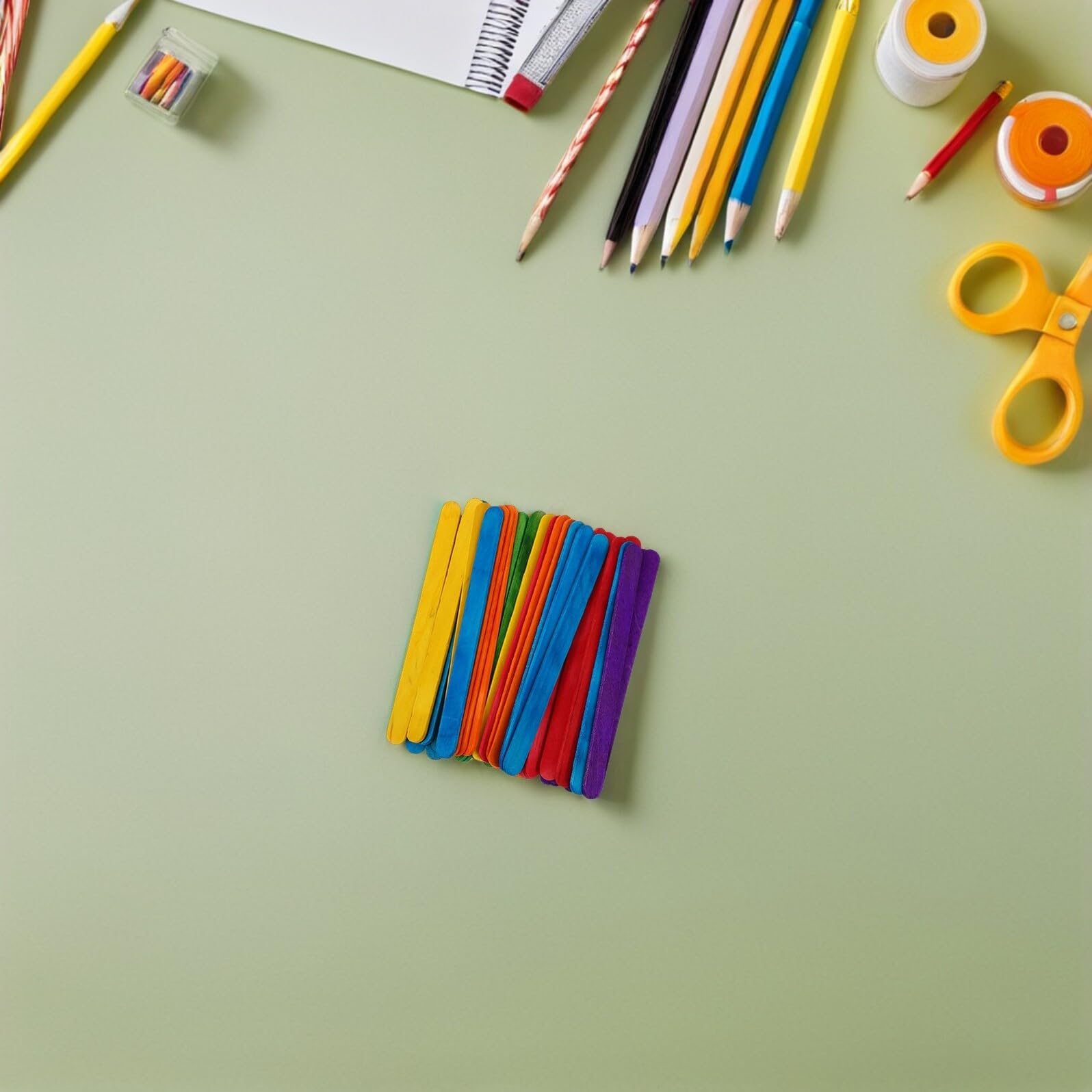 GALPADA Bâtonnets de Glace Colorés en Bois 114 X 10 X 2 MM 50 Pièces par Lot 10 Lots – Fournitures de Bricolage pour Garçon et Filles Matériel Éducatif pour Activités Manuelles et