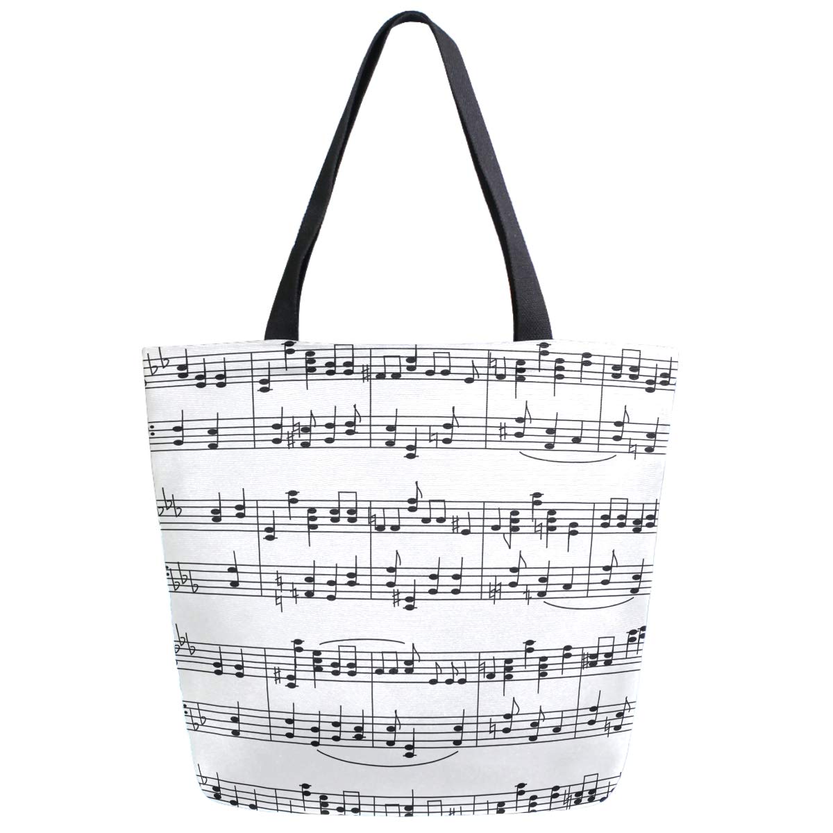 Chic Extra Large Shoulder Grocery Tote Bag, Chic Music Stave Notes Canvas Reusable Handle Bags for Men Women Gym Weekender Picnic Beach Travel Home