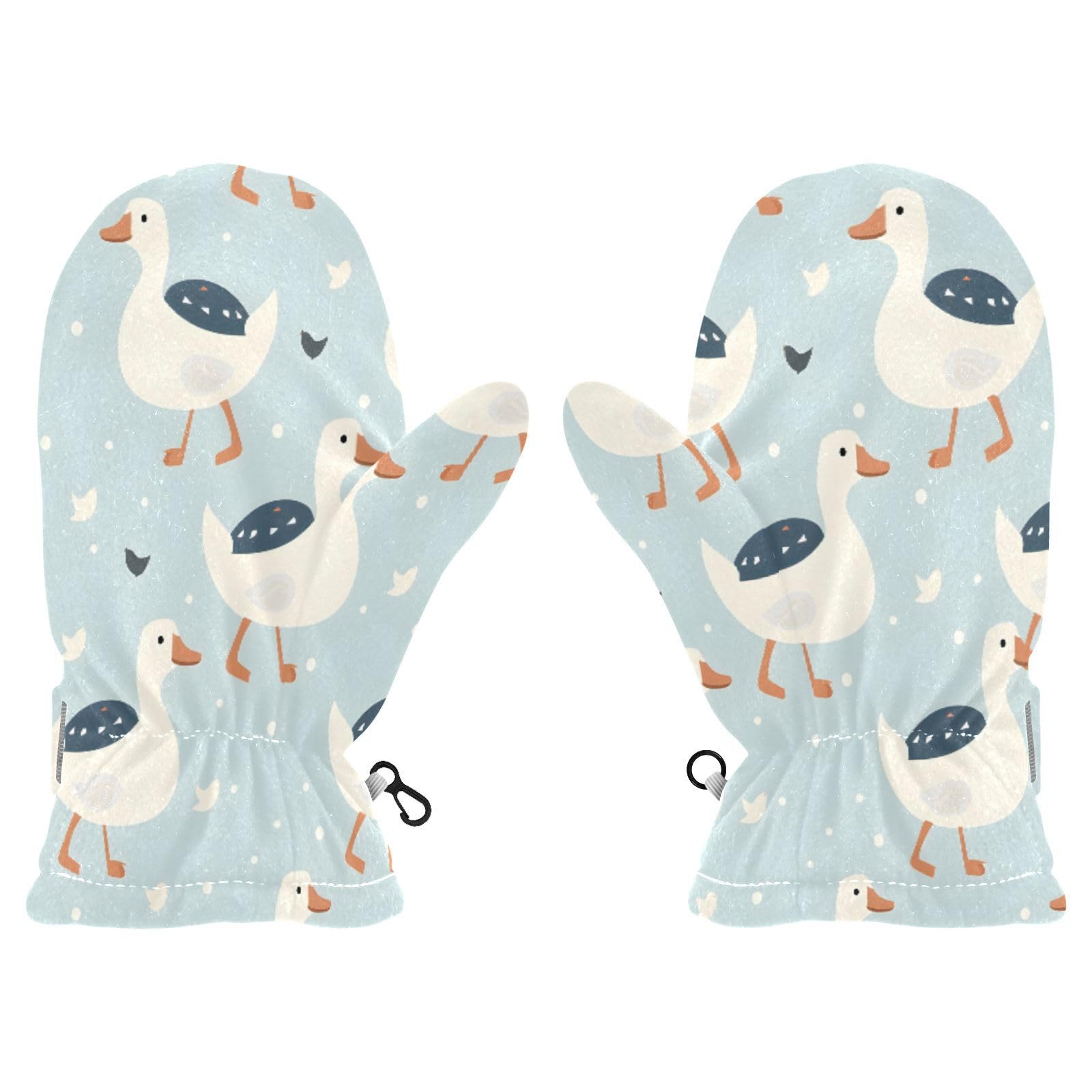 Kid's Winter Gloves Children Warm Gloves Blue White Duck for Boys Girl Age 4-6 Years