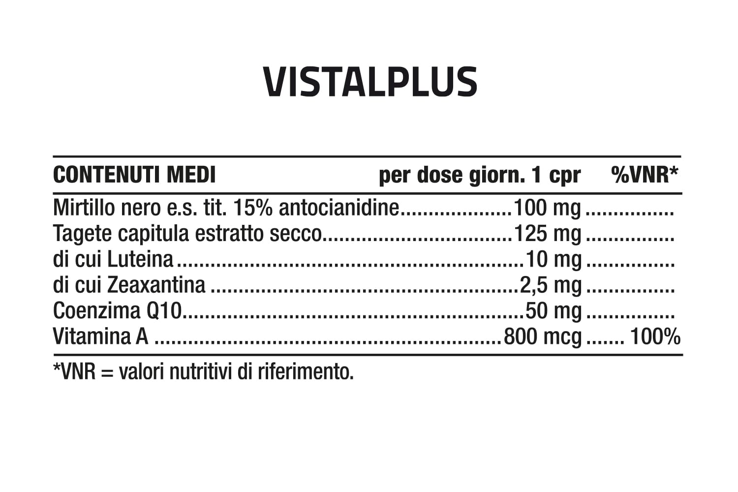 NUTRIVA Vistal Plus è un integratore Alimentare Benessere Vista, Occhi Stanchi e Affaticati, Nutriva Vistalplus, Mirtillo Nero, Q10 e Vitamina A, 30 Compresse, Vegan