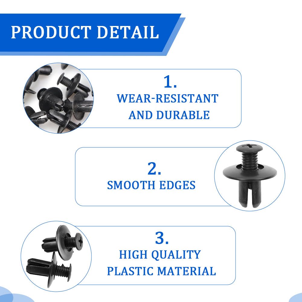 50 Pcs Clips De Fixation Parechocs, Rivets En Plastique