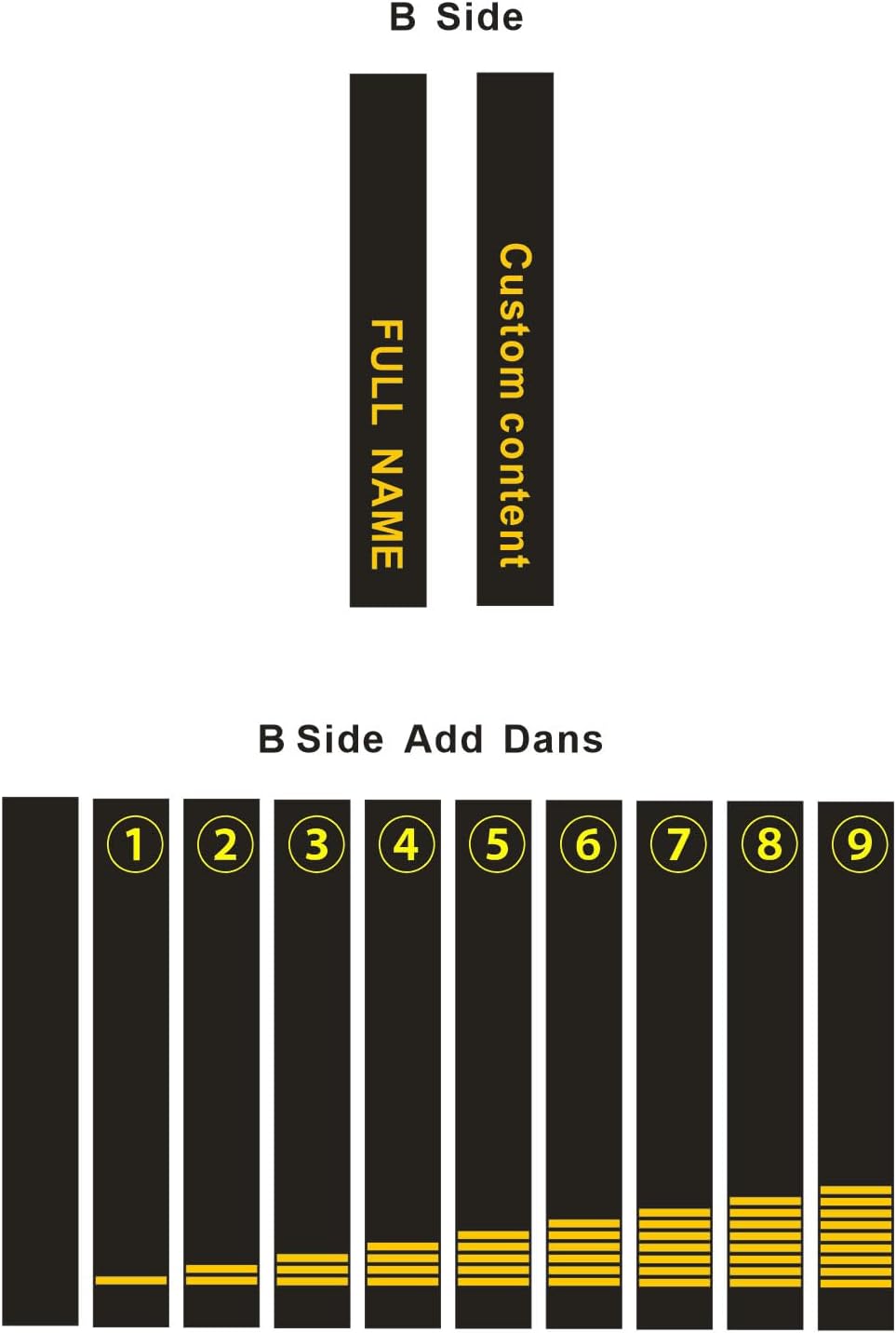 World Taekwondo Black Belts Aldult Instructor Custom Embroidered Polyester Width 1.96in