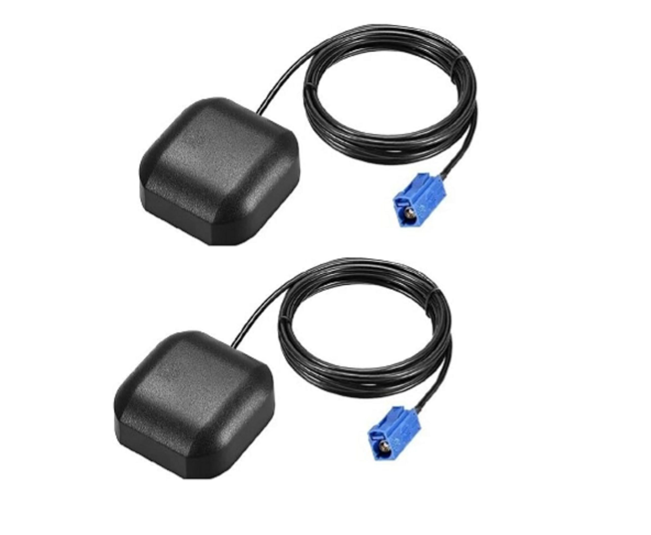 NISTECH 28dbi GPS Antenna with Fakra Connector RG174 Cable (No Pin), Adhesive & Magnetic Mount for Head Unit, Car Truck Navigation, Telematics - 2pcs.