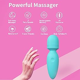 Mini Wand Massager,Small Cordless Handheld Massager with 10 Quiet Vibration Modes, Personal Handheld Rechargeable Massager for Neck Shoulder Back Body