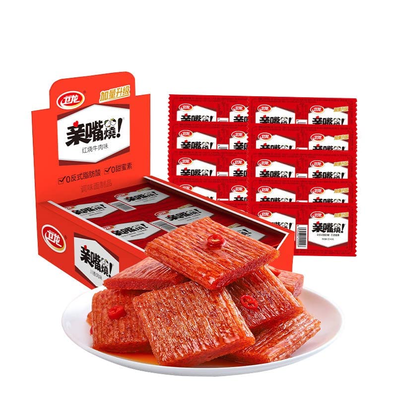 Weilong Latiao 亲嘴烧 辣条辣片面筋 Nostalgic snacks,Classic snacks,Spicy stick,Baked gluten, Leisure snacks,（480g 960g 1440g), Chinese Special Snack Food 中式小吃 辣味零食小吃 中式小吃辣条 (3 mixed flavors,40 bags)