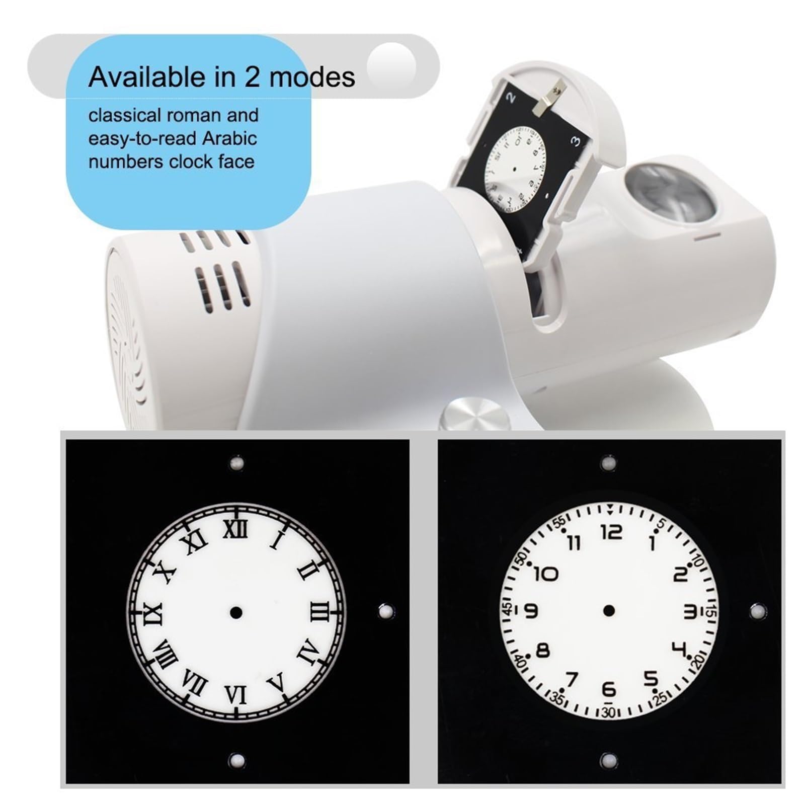 Reloj despertador LED con proyección giratoria de 180° y mando a distancia, números arábigos y romanos conmutables, ideal para dormitorio y oficina