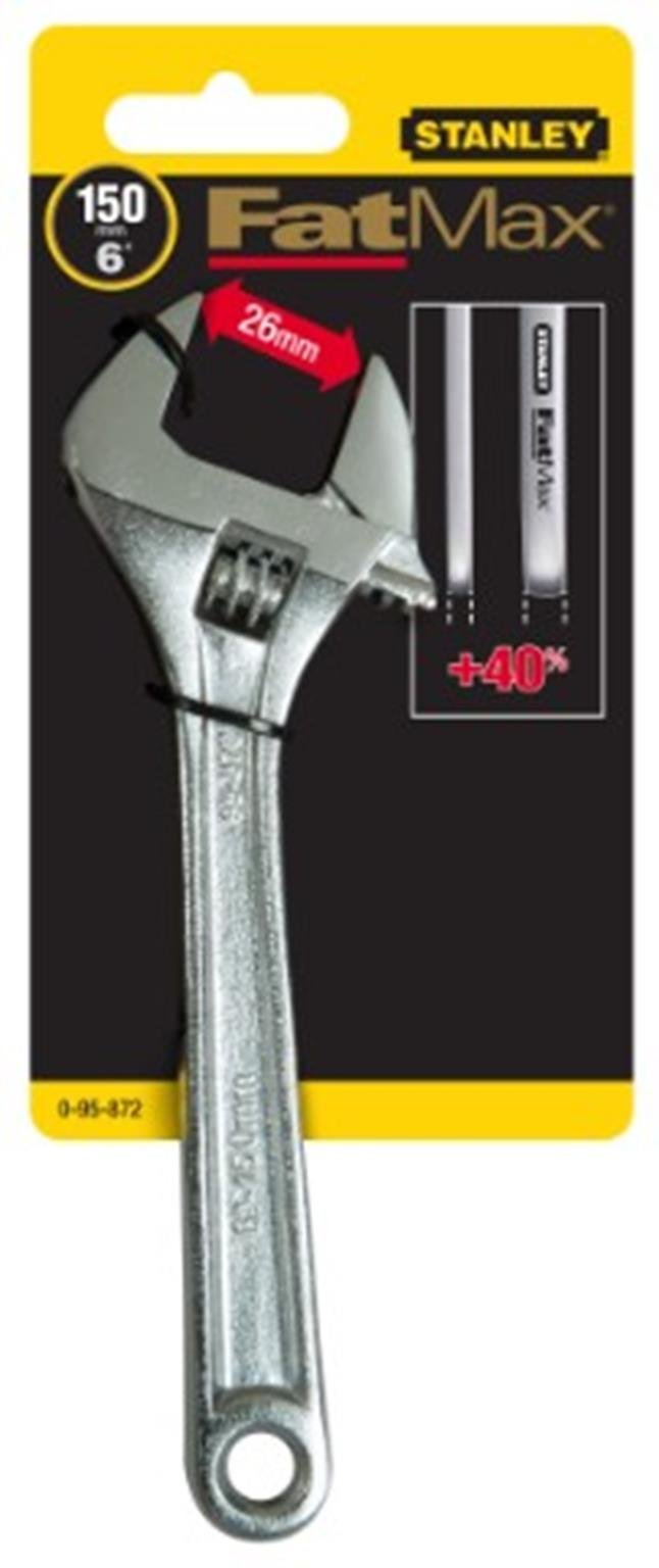 STANLEY 0-95-876 Clé À Molette Gamme FATMAX - Clé Forgée En Acier - Finition Anti-Corrosion - Marquage Laser - 5 Dimensions - Poignée Large - Ouverture 34Mm - Normes Iso 6787 Et Din 3117