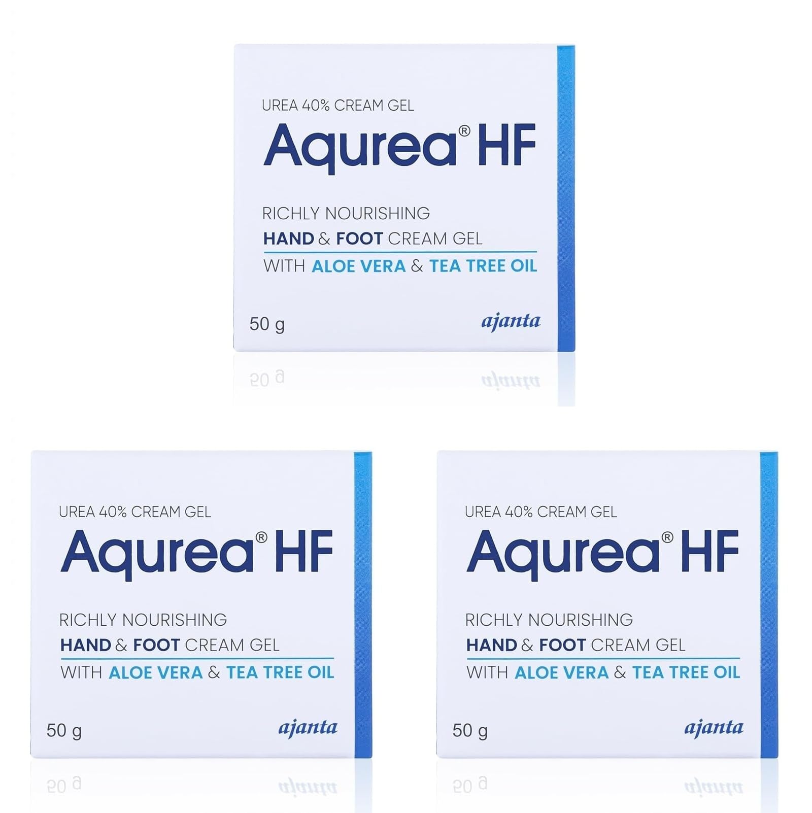 AQUREA HF Cream Gel 40% Urea 50g (Pack of 3, Total 150g) | High Strength Exfoliating Gel for Hyperkeratotic Skin, Calluses, Corns & Cracked Feet | with Tea Tree Oil & Aloe-image-3