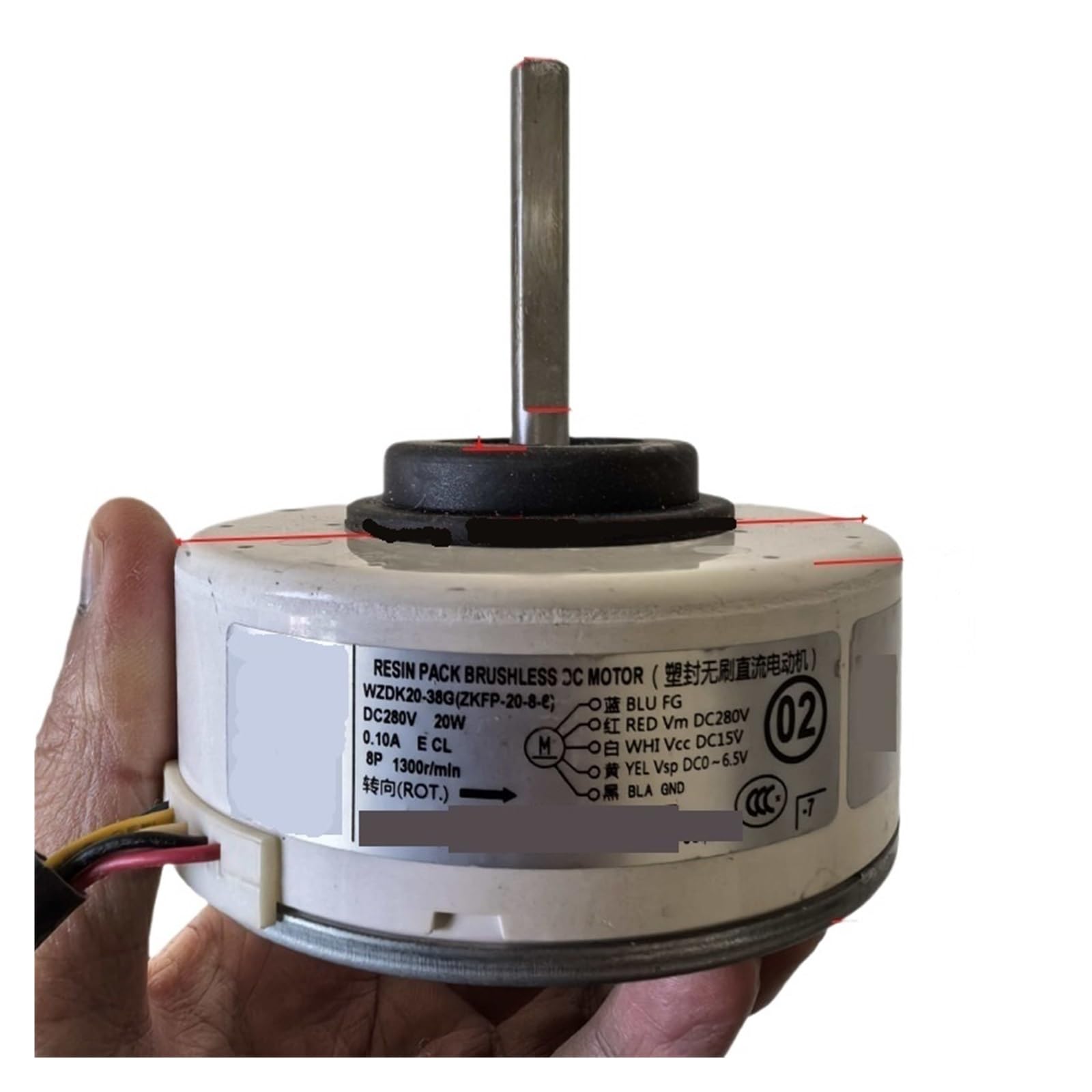 Teile des Klimaanlagenmotors, DC280V 20W 0,1A 1300r/m WZDK20-38G Inverter-Klimaanlage DC-AC bürstenloser interner Motor