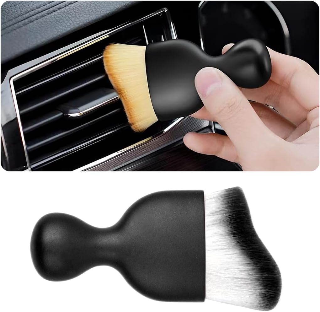 BliloCar Interior Detailing Brush, Auto Soft Hair Cleaning Brushes, Scratch Free Curved Dirt Dust Collectors, Removal Tool for Vehicle Dashboard Air Conditioner Vents Leather (White/Black/1PCS)