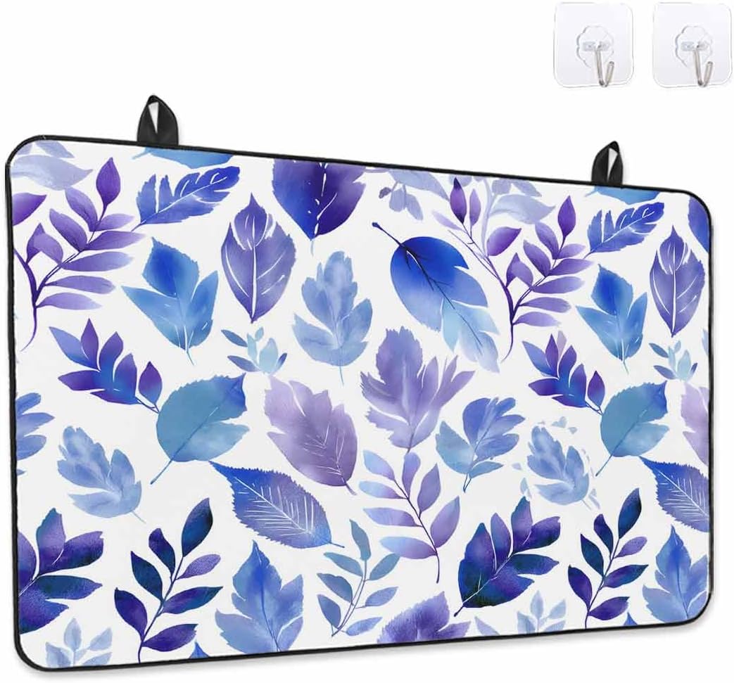 Stove Top Cover Purple Leaf Stove Cover for Electric Stove Top Watercolor Leaves Plants Glass Cooktop Covers Anti-Slip Mat Heat Resistant Countertop Protector Kitchen Decor 28.5"x20.5"