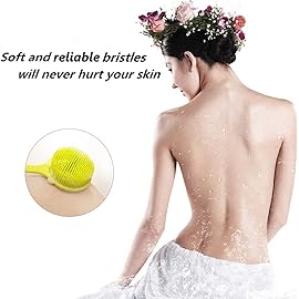 Cinlitek Silicone Body Scrubber - Long Handle Back Scrubber, Silicone Body Brush Shower Exfoliator
