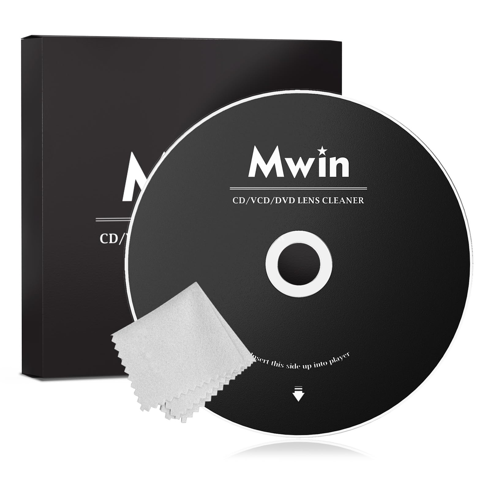 Mwin Zestaw do czyszczenia płyt CD, zestaw do czyszczenia soczewek do domowych odtwarzaczy CD/VCD/DVD i Auto