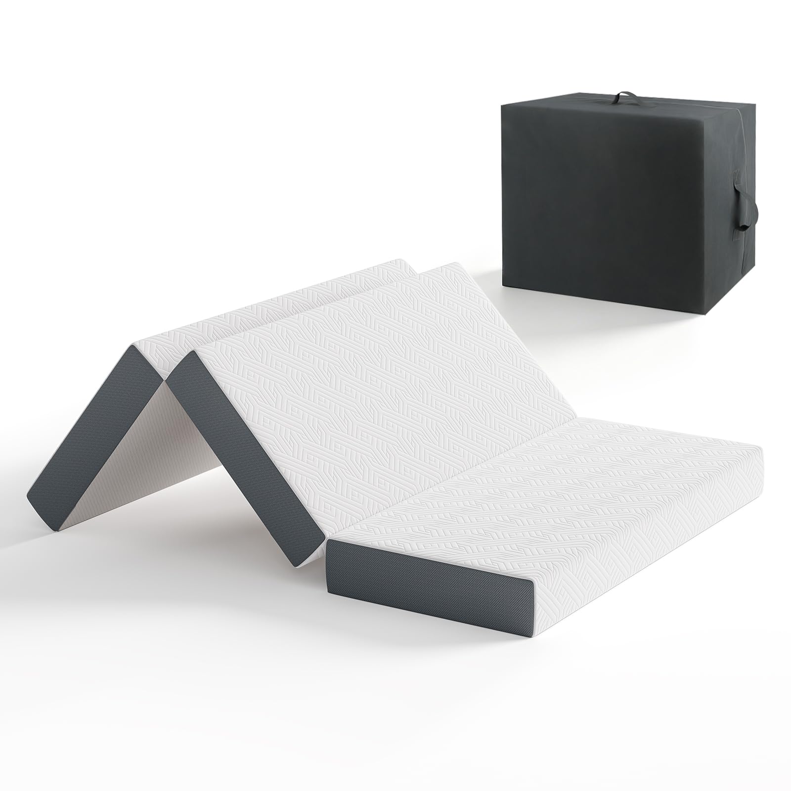 Vesgantti Matelas Pliable 140x190x15cm, Matelas d'Appoint en Mousse à Mémoire de Forme en Gel, Amovible et Lavable avec Sac de Transport, Idéal pour Voyages, Camping, Lit d'appoint, Oeko Tex - Blanc