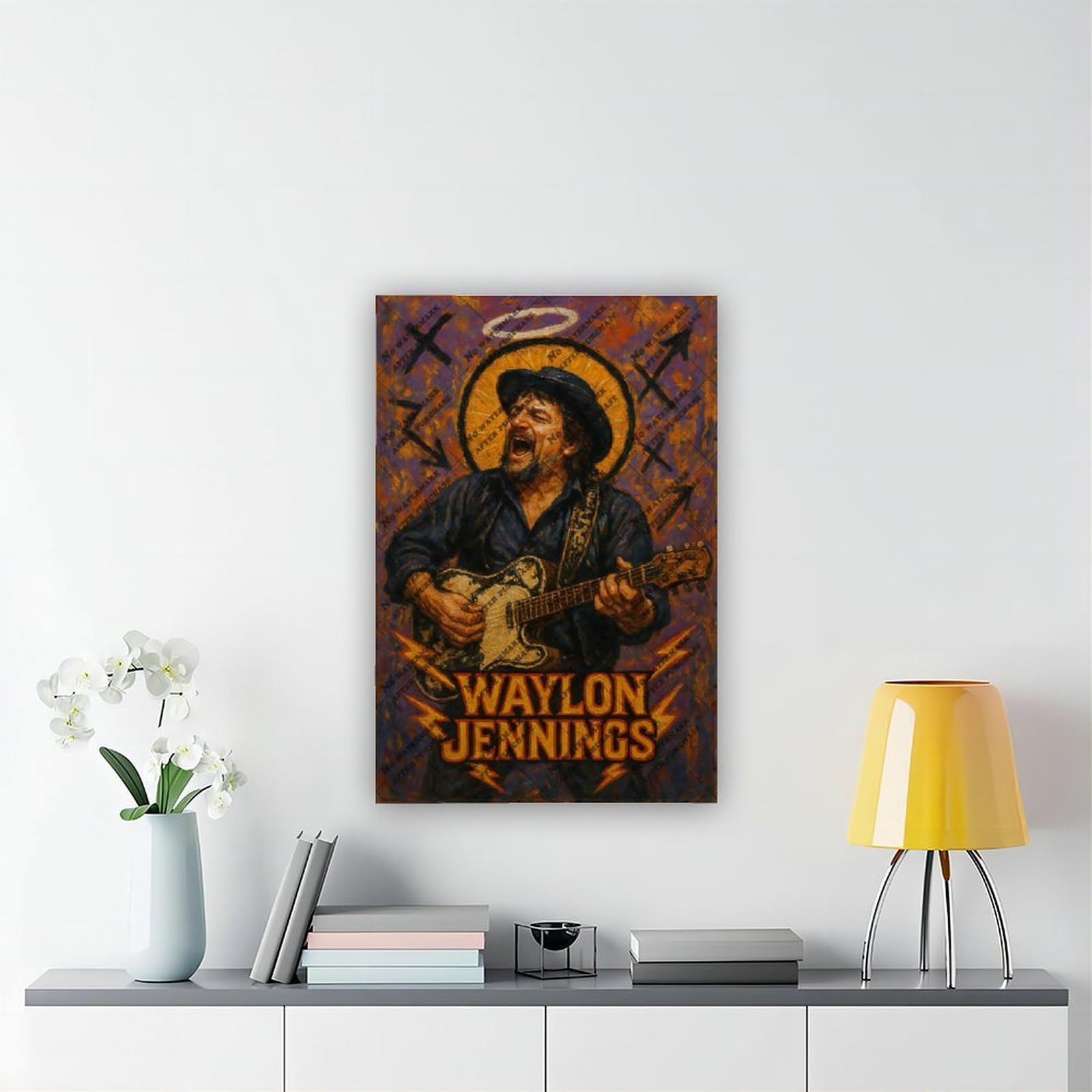 ZYGNBHL Poster della serie "Heaven Needs Country Music", cantante Waylon, decorazione per sala d'intrattenimento, idea regalo, 60 x 90 cm