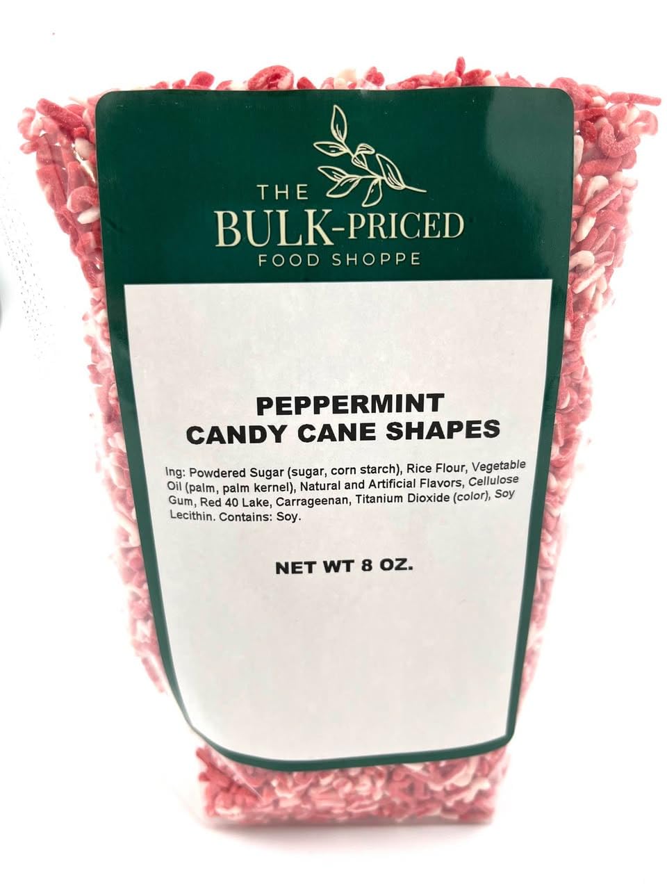 Peppermint Candy Cane Shapes, Bulk Size (8 oz. Resealable Zip Lock Stand Up Bag)