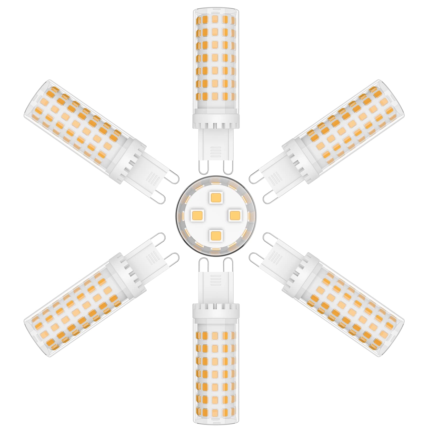 Klighten G9 LED Lampen, 9W Warmweiß 3000K, G9 LED Birne Leuchtmittel Glühbirnen, Nicht Dimmbar AC 220-240V, 360 Grad Winkel, 6er Pack