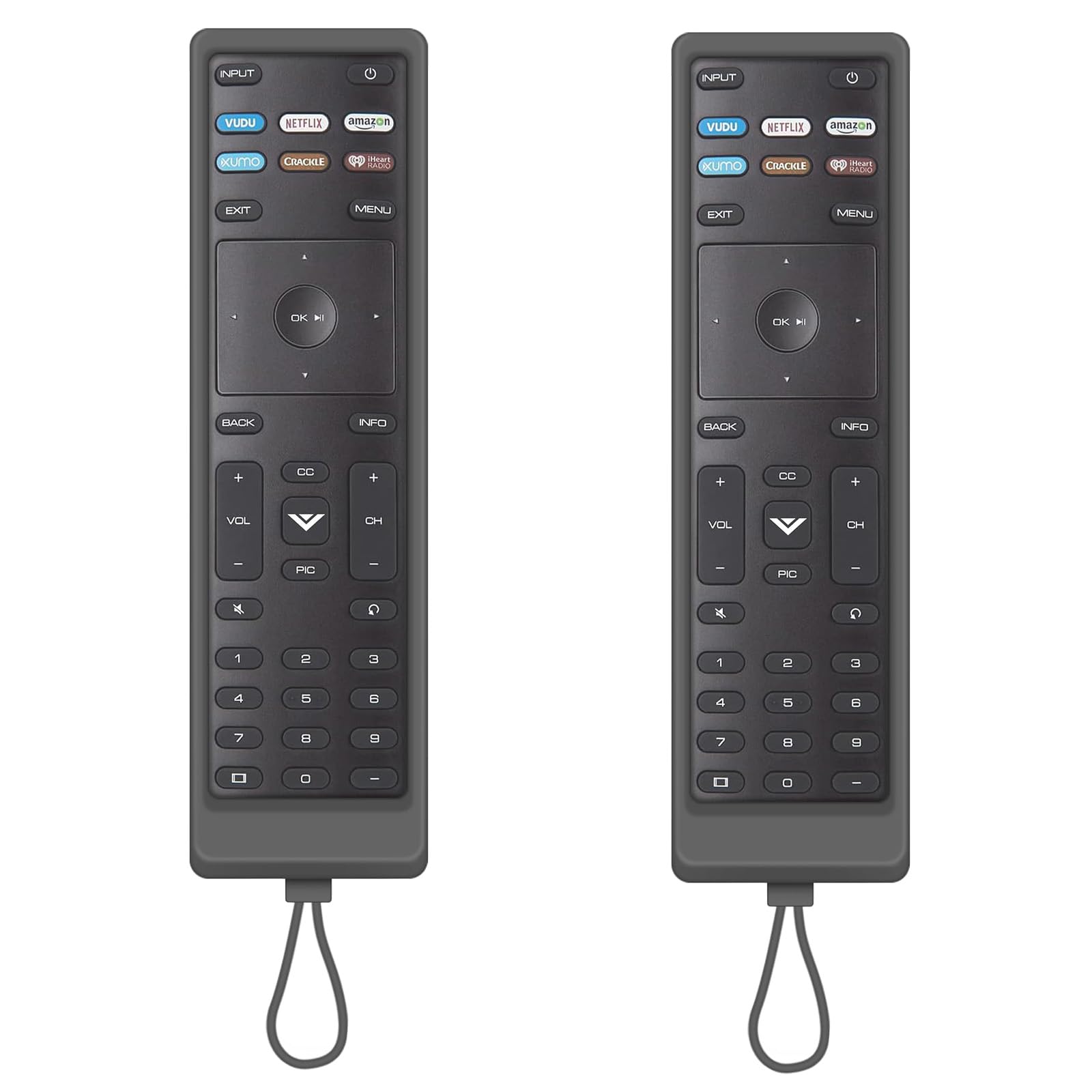 Paquete de 2 controles remotos para Vizio Smart TV con funda protectora (negro oscuro)