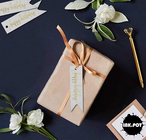 Miniatura 75 de Etiquetas de papel para colgar con texto en inglés «Happy Birthday», 100 unidades Azul,Aqua Blue,Negro -,azul, cerceta (Dark Teal Blue),Rosa