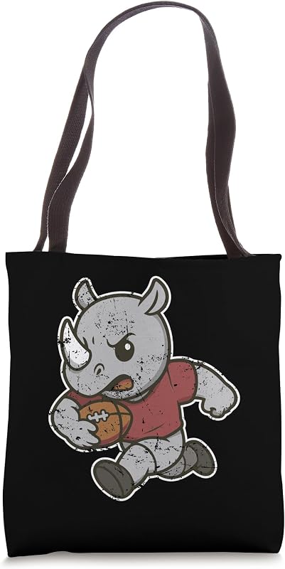 Rugby Rhino charge Cartoon Tote Bag