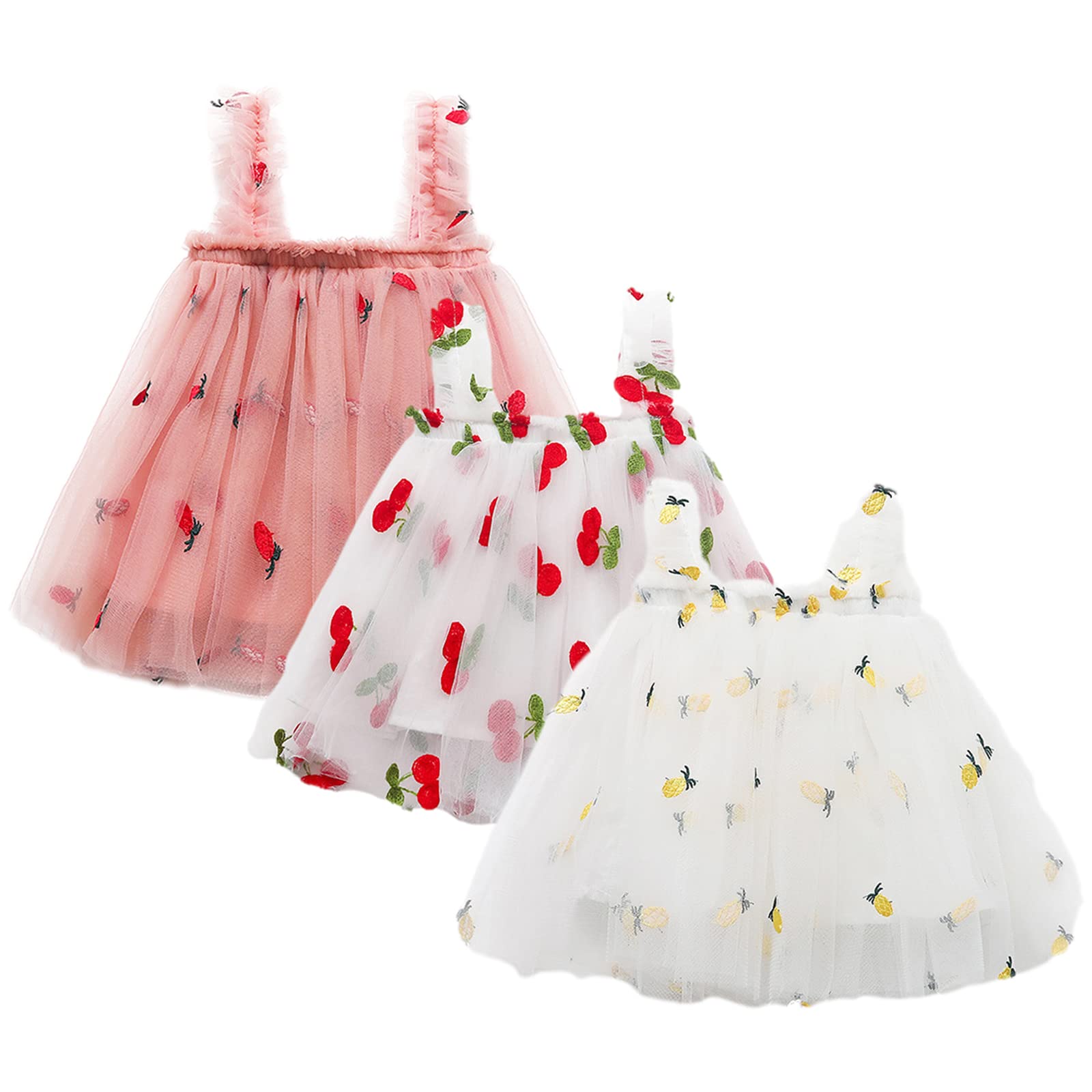 amropi Abito da Bambina Senza Maniche Tulle Confezione da 3 Vestito da Tutu per Bimba 0-3 Anni