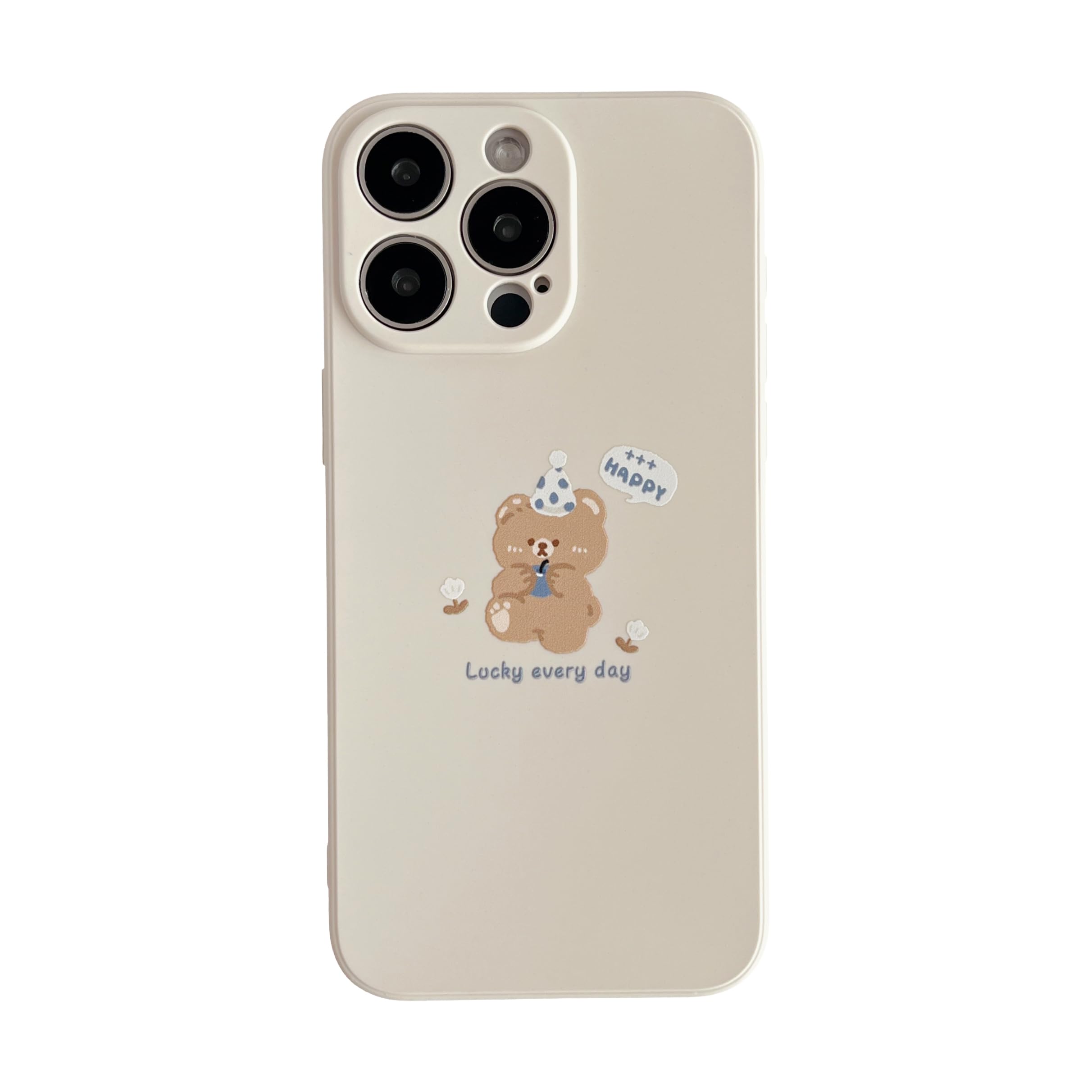FLIRACON Cute Cartoon Bear Wear Hat Flower Soft Phone Case Compatible with iPhone Case (White,for iPhone 14 Plus)