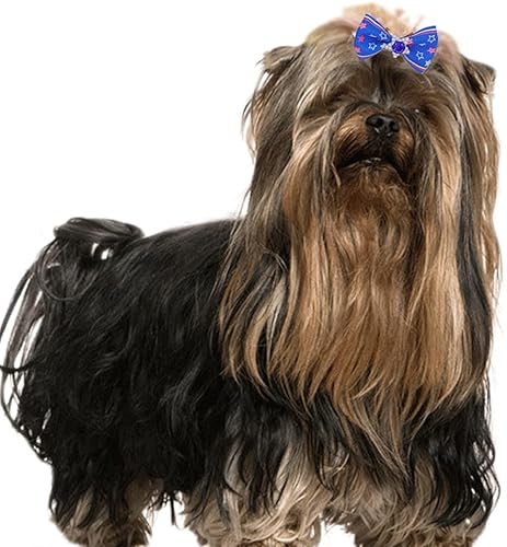 Miniatura 5 de Bonitos lazos para perros con bandas de goma, 40 lazos para el pelo de mascotas, lazos para cachorros, lazos para el pelo Yorkie, accesorios de aseo