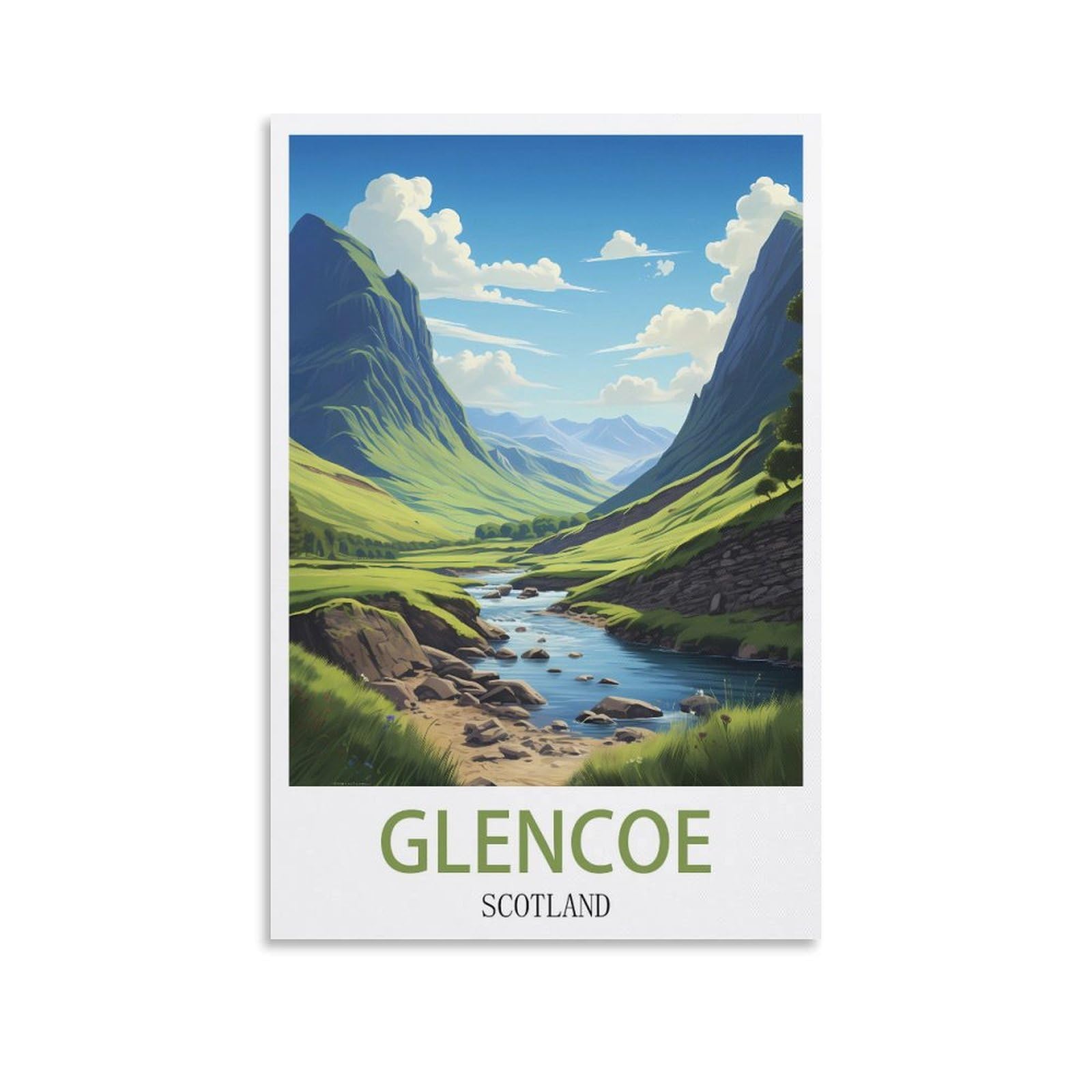 KmoNo Glencoe Scotland Vintage Travel Posters 08x12inch(20x30cm) Wall Decor Painting Canvas Wall Art Living Room Poster Bedroom