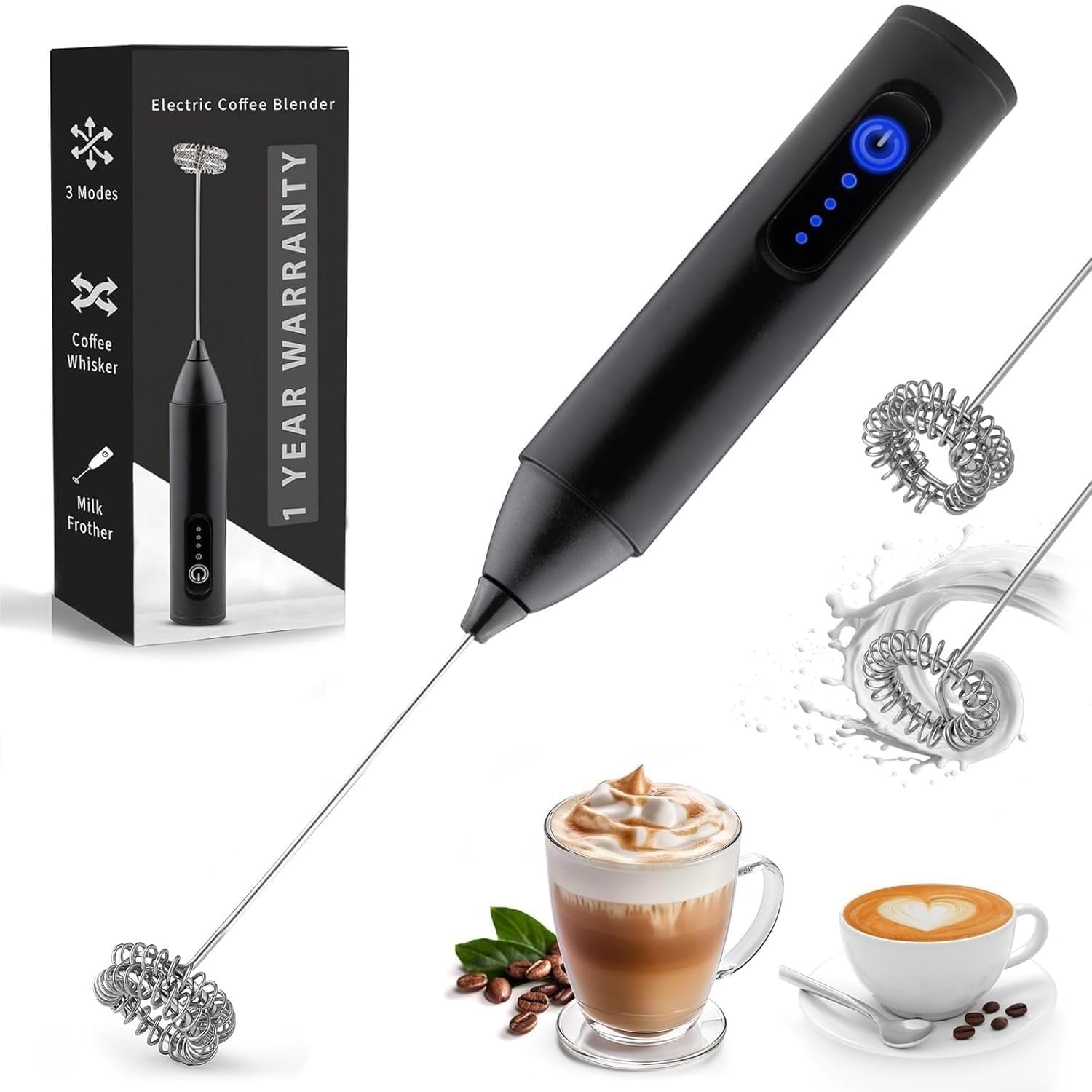 Milk Frother & Coffee Whisker with Dual Spring Tech |Coffee Frother Electric Blender Mixer |Hand Blender |Coffee Maker and Beater (Multi Color)-image-38