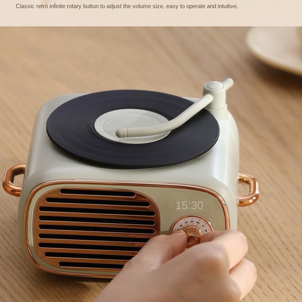 Mini haut-parleur Bluetooth vintage à l'ancienne avec horloge Mini haut-parleur Bluetooth portable avec microphone sans A