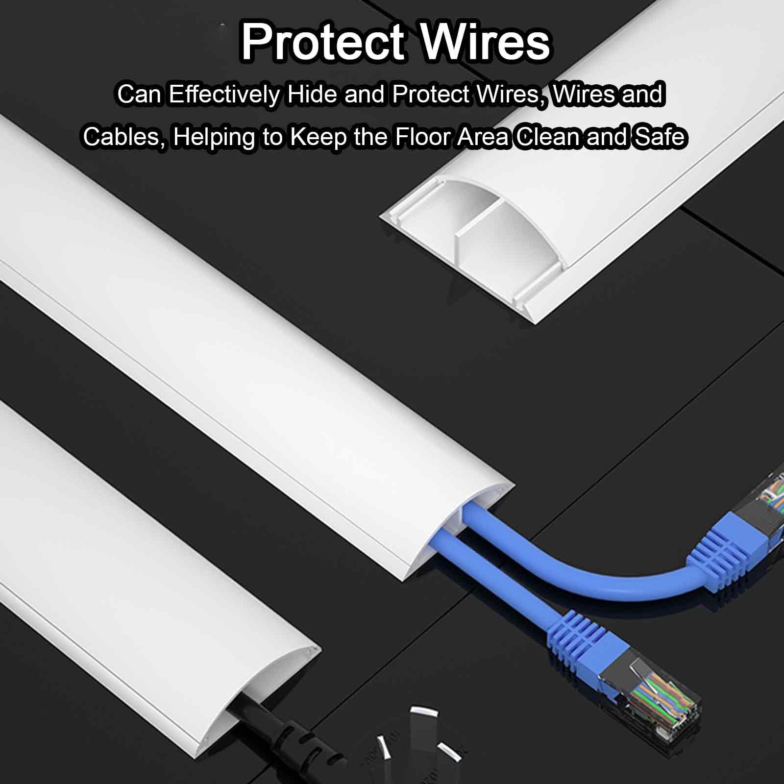 Cubre Cables Suelo de 2 Canales, Protector de Cables Evita Tropiezos, Pasacables Suelo Semicircular, Adhesivo Ideal para Uso Interior y Exterior(Gray,100x9.8x2.5cm)