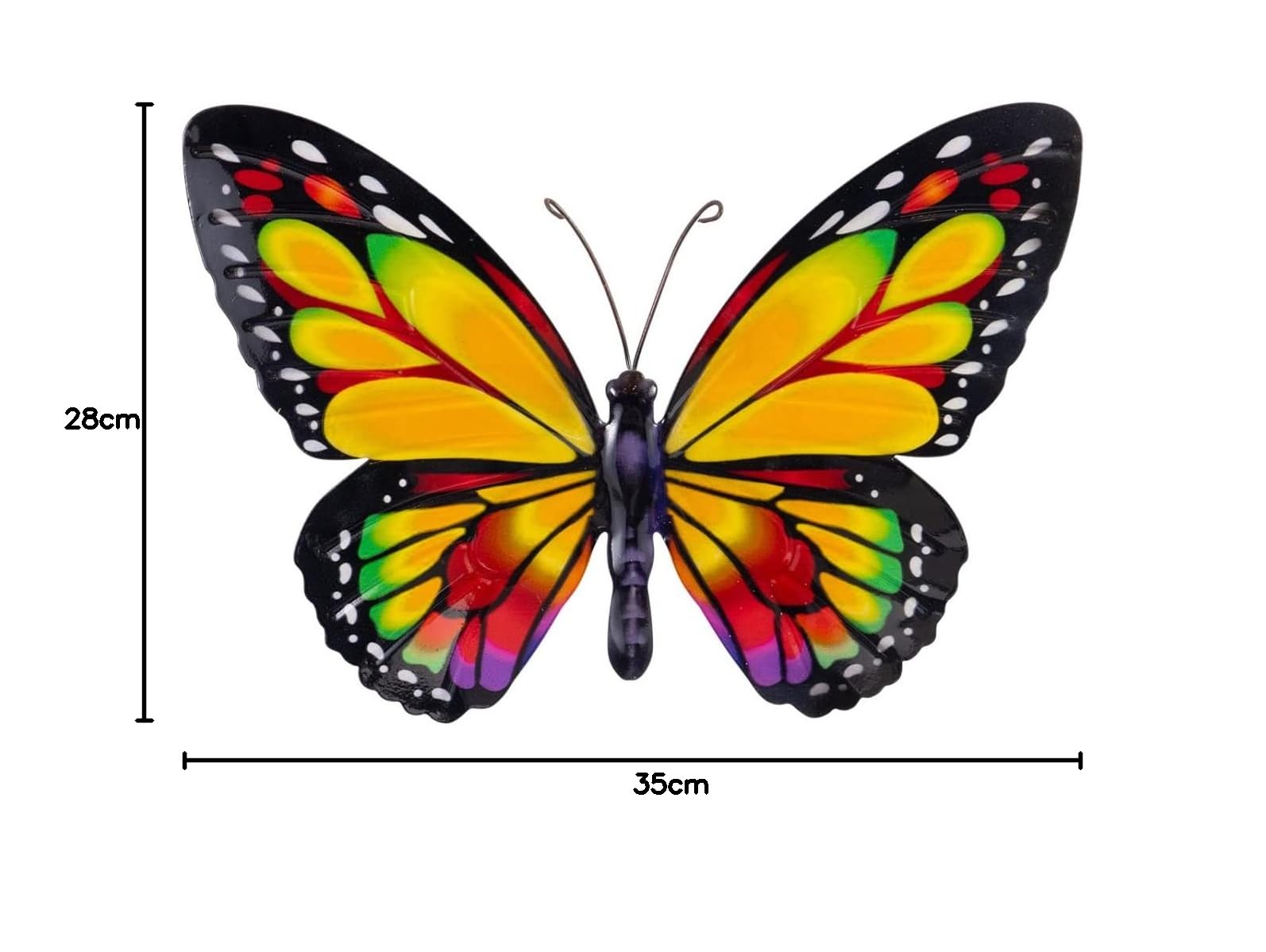 Décoration Murale Papillon Métal Coloré 31x21 Cm - Pour Jardin, Terrasse, Intérieur - Résistant Aux Intempéries