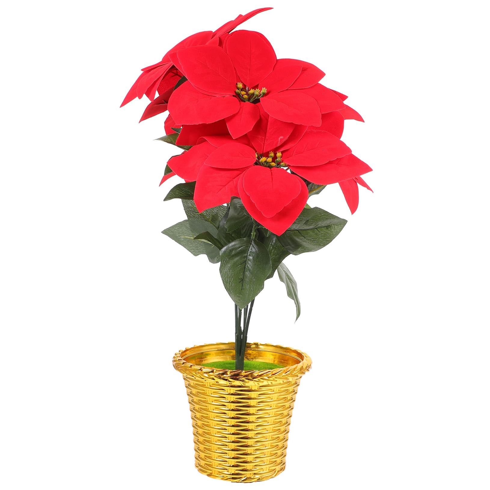 Flor Artificial de Navidad Maceta Decoración Poinsettia Falsa para Hogar Mesa y Balcón Accesorio Festivo para Navidad y Acción de Gracias