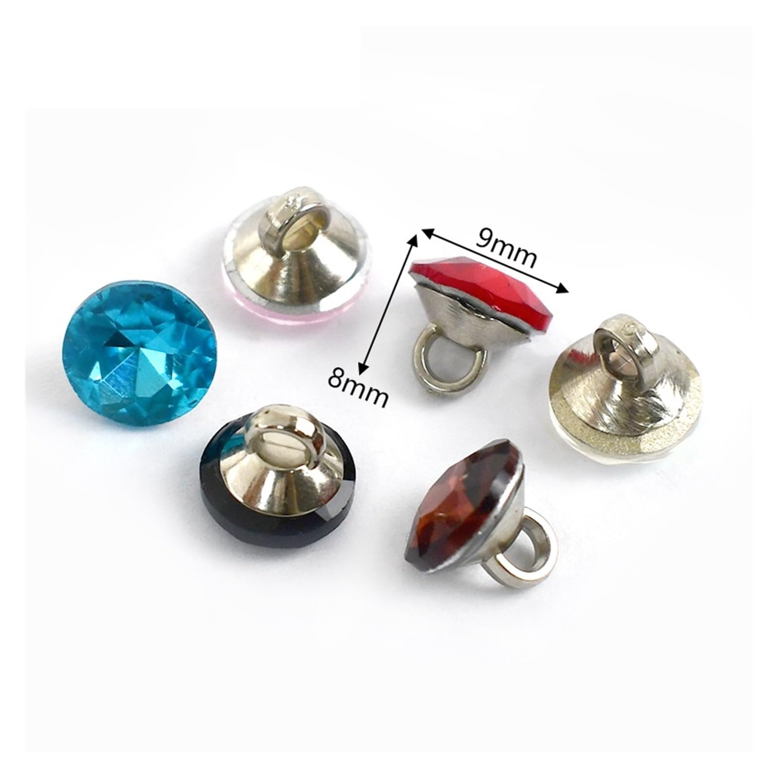 20/50 pièces 9mm Strass Boutons Verre Diamant Chemise Tige Boucle Bricolage vêtements col Couture décor matériel Accessoires(Rose,9mm-50Pcs)